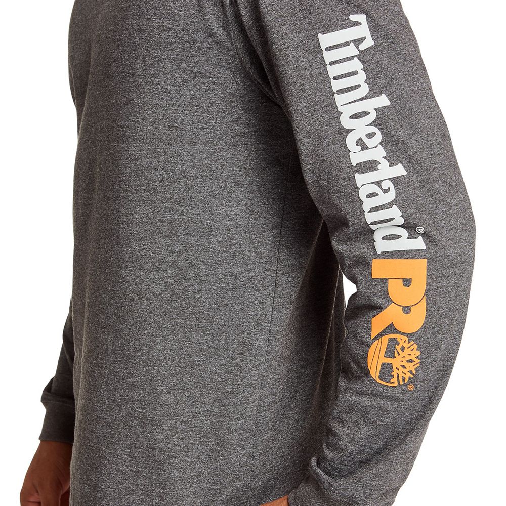 Timberland Mens T-Shirts PRO® Logo Sleeve Base Plate Wicking - Dark Grey - India GC1204759